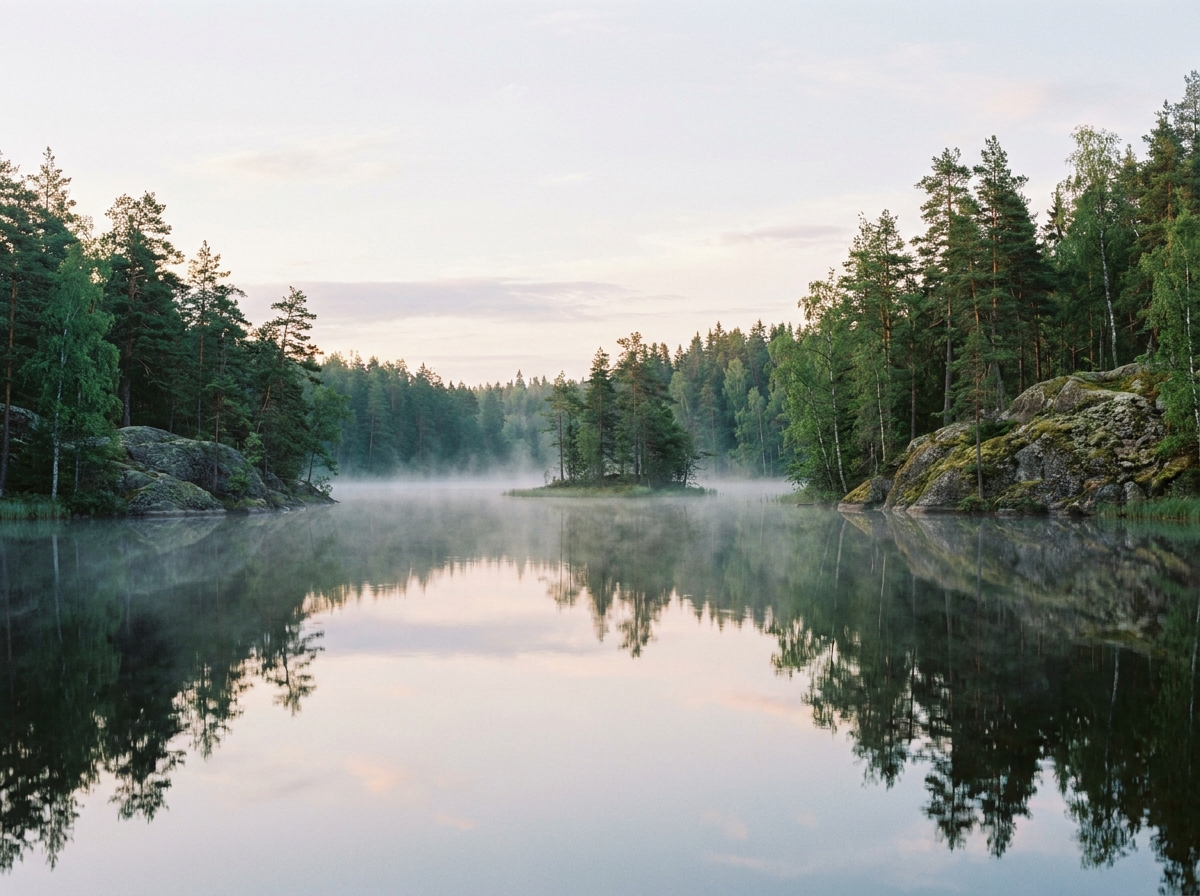 Calm lake view in Nuuksio
