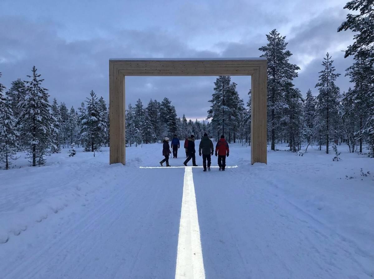 Crossing the Arctic Circle line