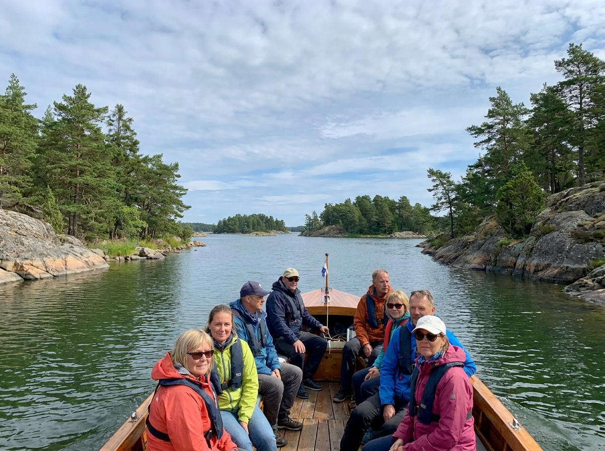 Small boat tour exploring the islands